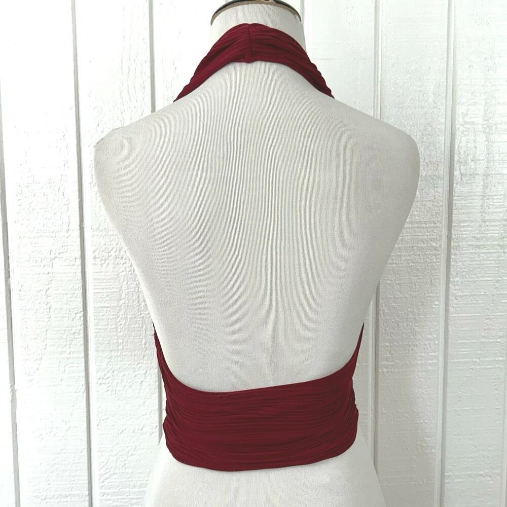 Red Halter Crop Top Backless Ruched Y2K Party Women Small NWT - Picture 3 of 3